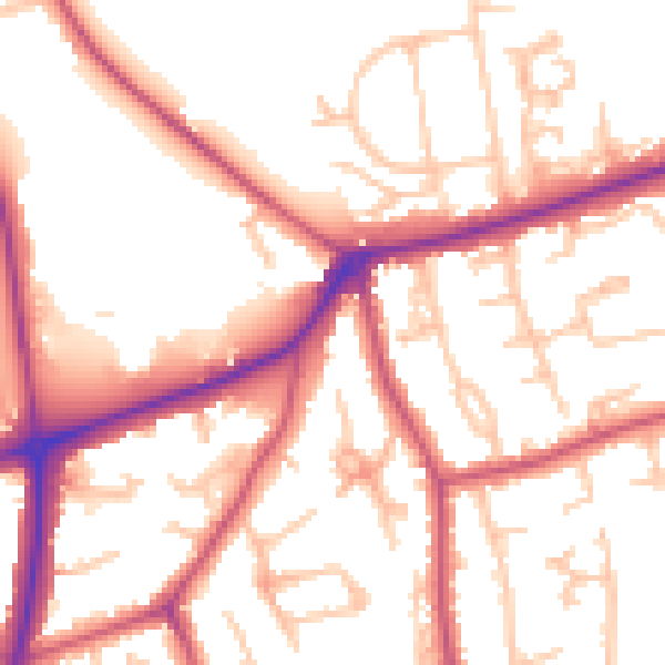 Daytime road noise heatmap for HA3 6DJ