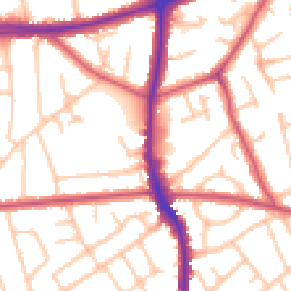 Daytime road noise heatmap for HA3 6ED