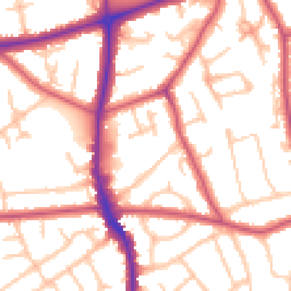Daytime road noise heatmap for HA3 6EG