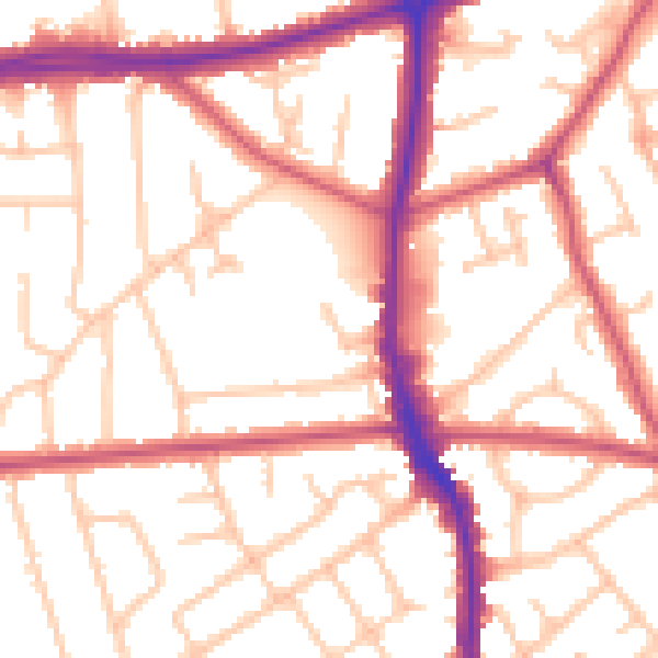 Daytime road noise heatmap for HA3 6HW