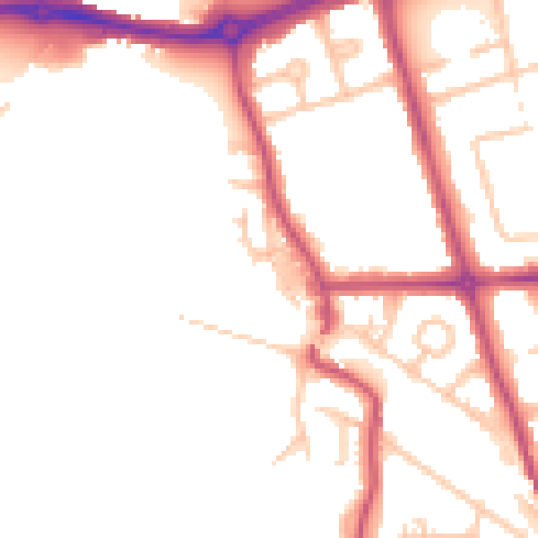 Daytime road noise heatmap for HA3 6NY