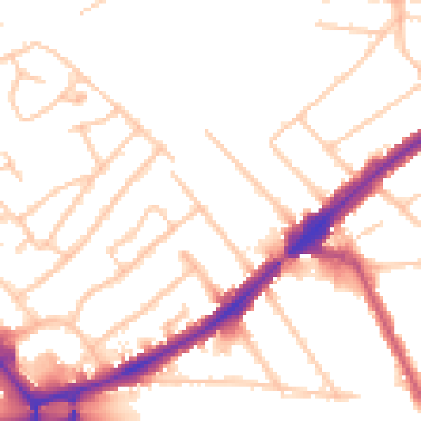 Daytime road noise heatmap for HA3 8AJ