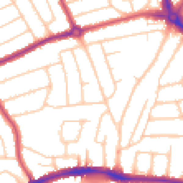 Daytime road noise heatmap for HA3 9EB