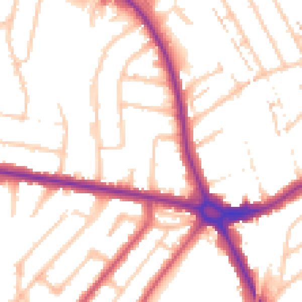 Daytime road noise heatmap for HA3 9QR