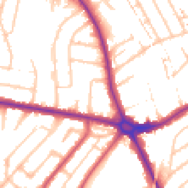 Daytime road noise heatmap for HA3 9QS