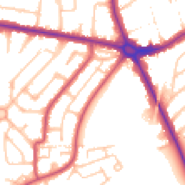 Daytime road noise heatmap for HA3 9TG