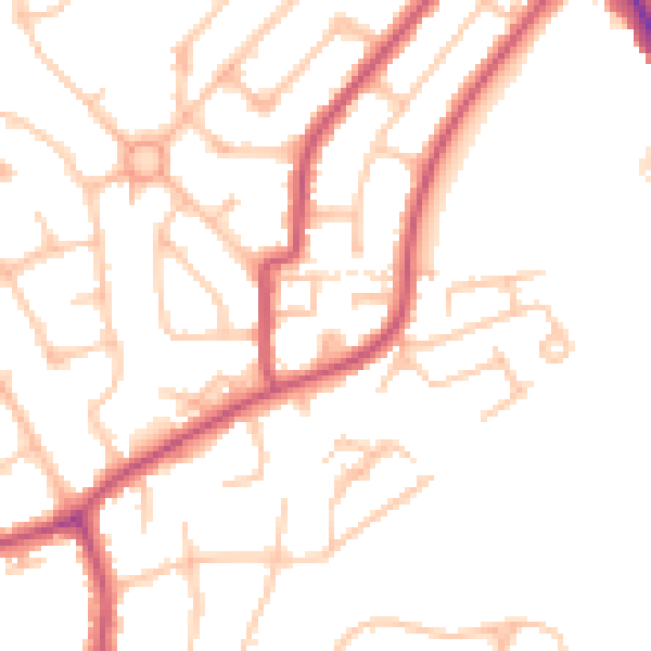 Daytime road noise heatmap for HA3 9TY