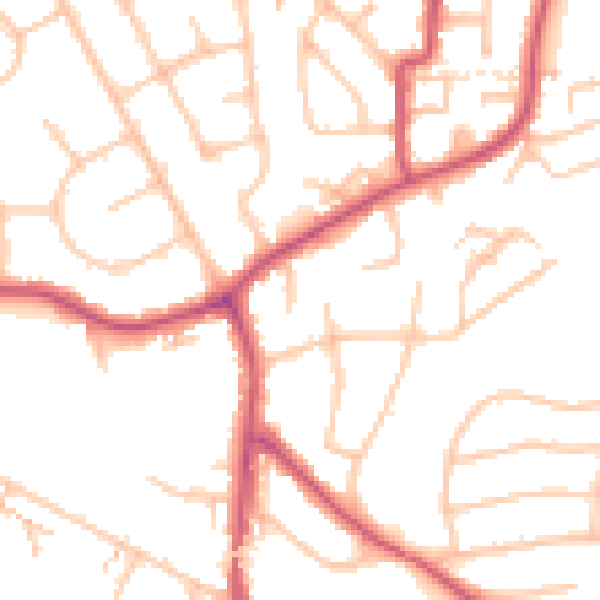 Daytime road noise heatmap for HA3 9UW
