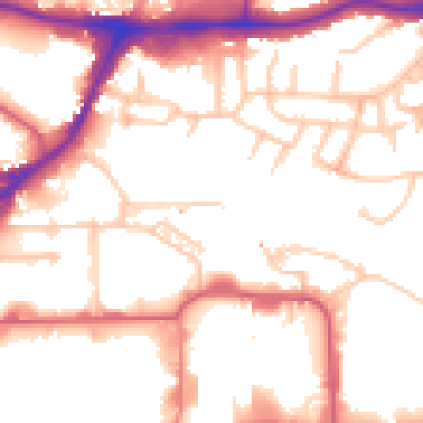 Daytime road noise heatmap for HA9 0AG