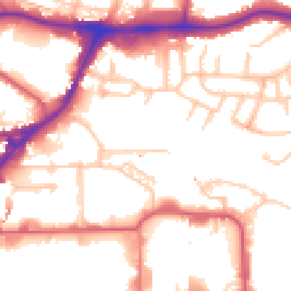 Daytime road noise heatmap for HA9 0AH