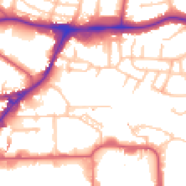Daytime road noise heatmap for HA9 0AJ