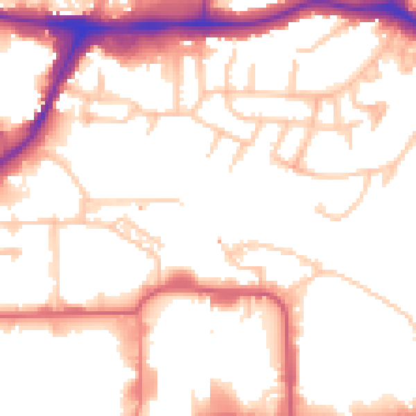 Daytime road noise heatmap for HA9 0AT