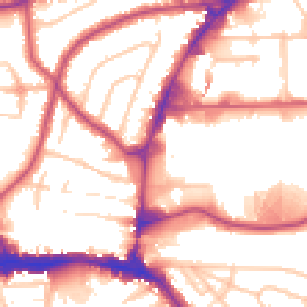 Daytime road noise heatmap for HA9 0BY