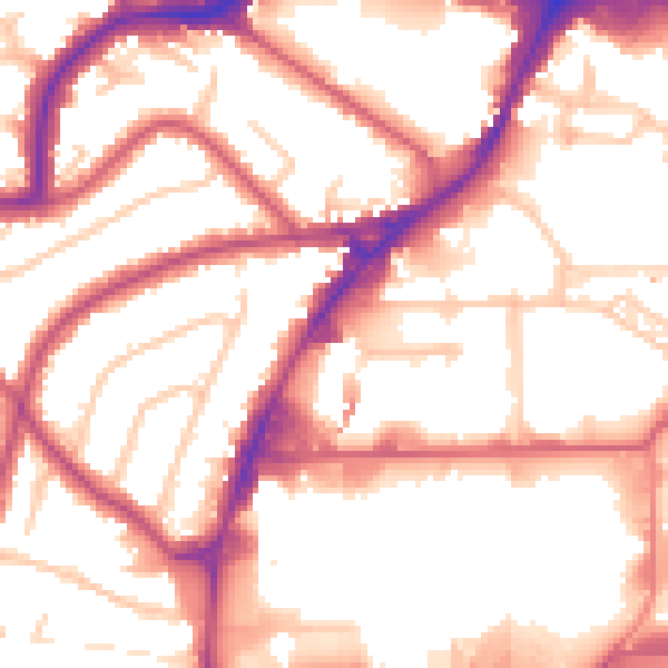Daytime road noise heatmap for HA9 0EF