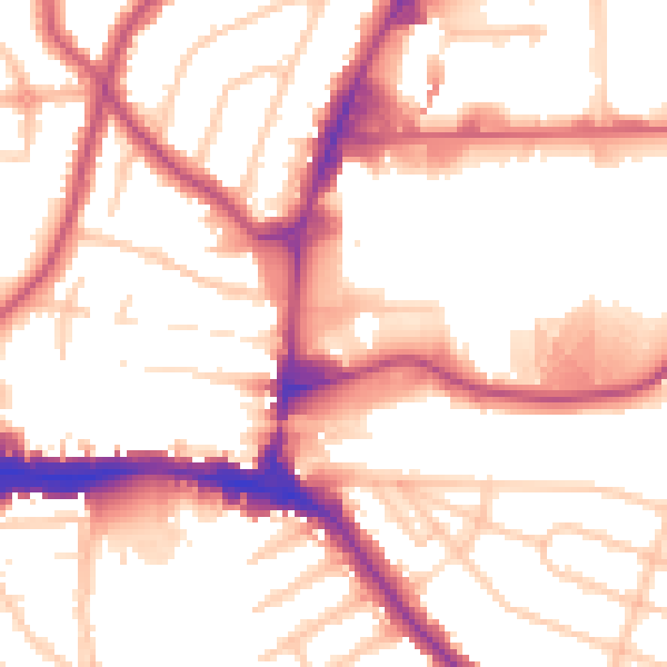 Daytime road noise heatmap for HA9 0EW