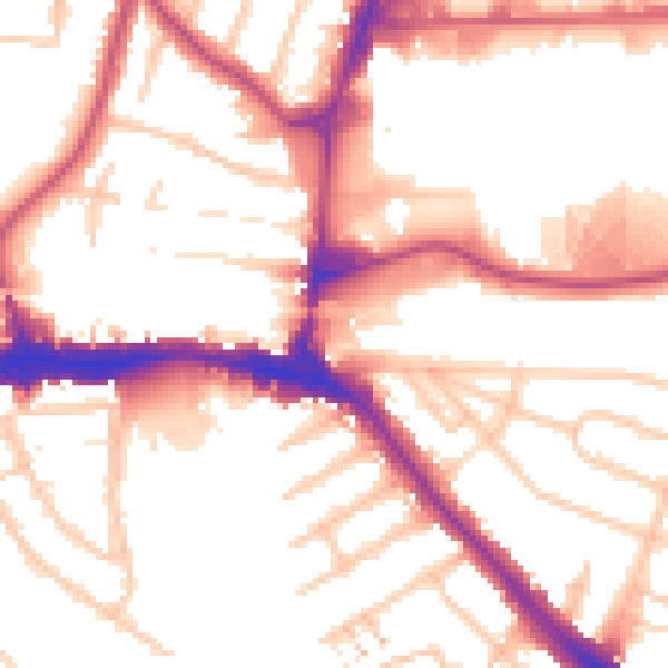 Daytime road noise heatmap for HA9 0EX