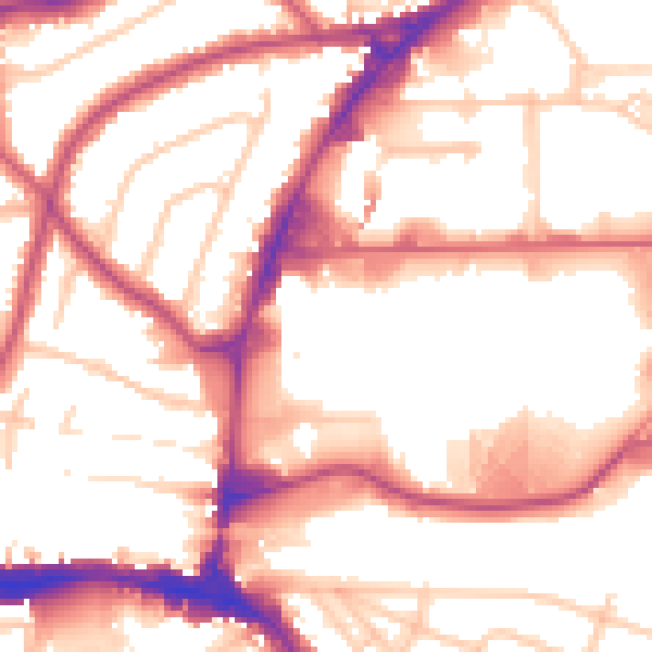 Daytime road noise heatmap for HA9 0FN