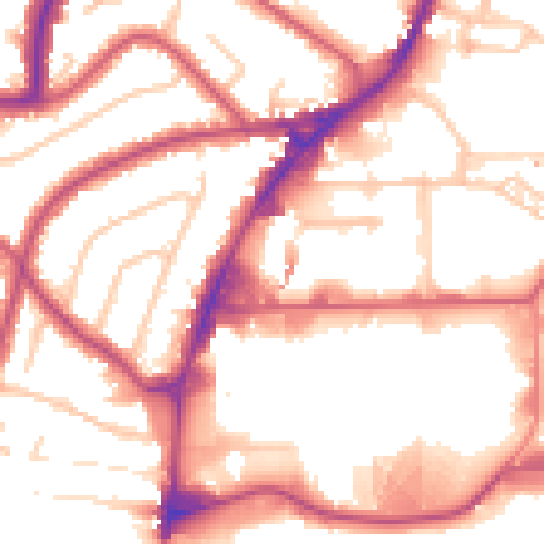 Daytime road noise heatmap for HA9 0FT