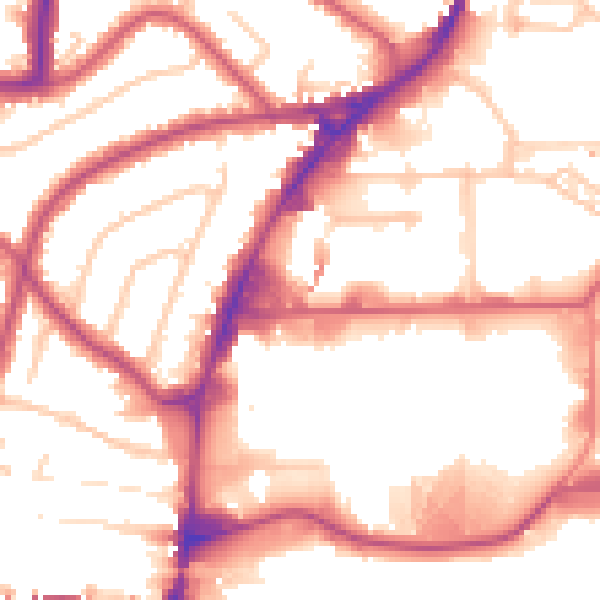 Daytime road noise heatmap for HA9 0FU