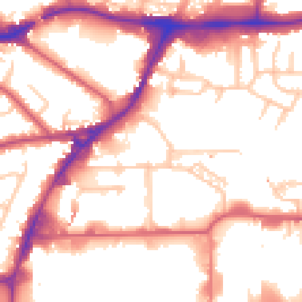 Daytime road noise heatmap for HA9 0GA