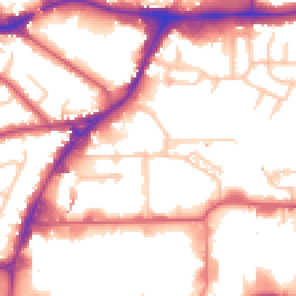 Daytime road noise heatmap for HA9 0GD