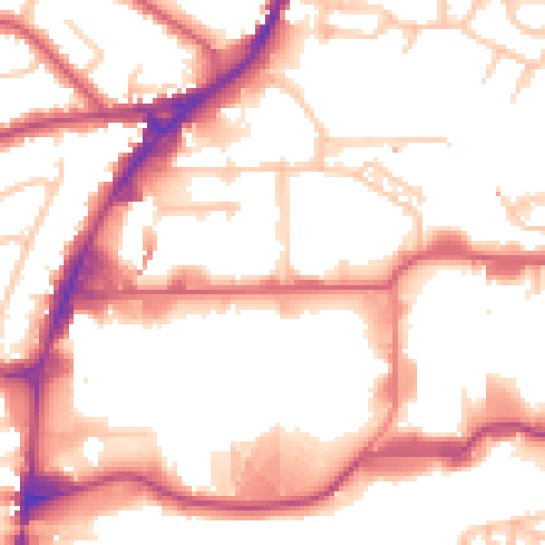 Daytime road noise heatmap for HA9 0GF