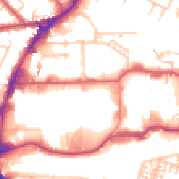 Daytime road noise heatmap for HA9 0LZ