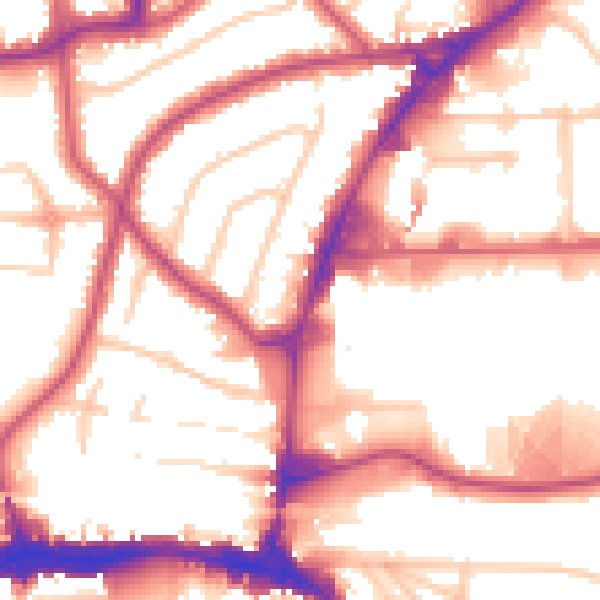 Daytime road noise heatmap for HA9 0QZ