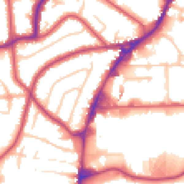 Daytime road noise heatmap for HA9 0RE
