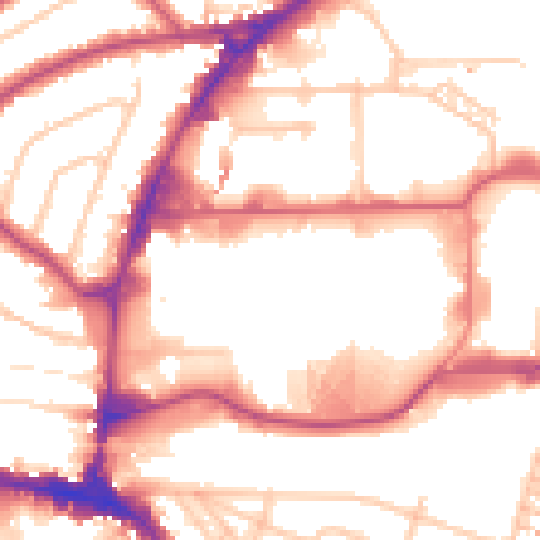 Daytime road noise heatmap for HA9 0SN