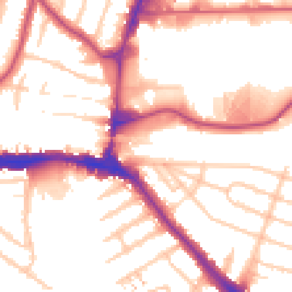 Daytime road noise heatmap for HA9 6AU