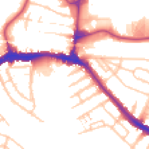 Daytime road noise heatmap for HA9 6BE