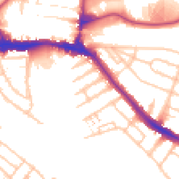 Daytime road noise heatmap for HA9 6BN