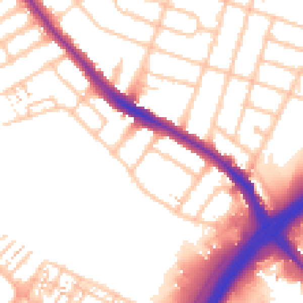 Daytime road noise heatmap for HA9 6DH