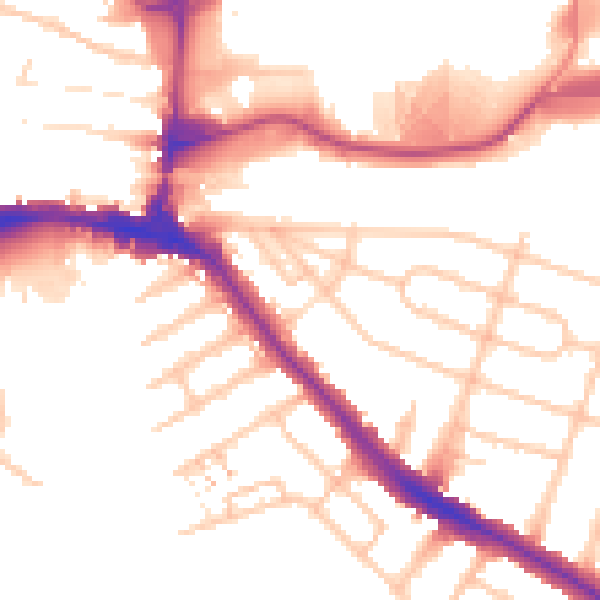 Daytime road noise heatmap for HA9 6LW