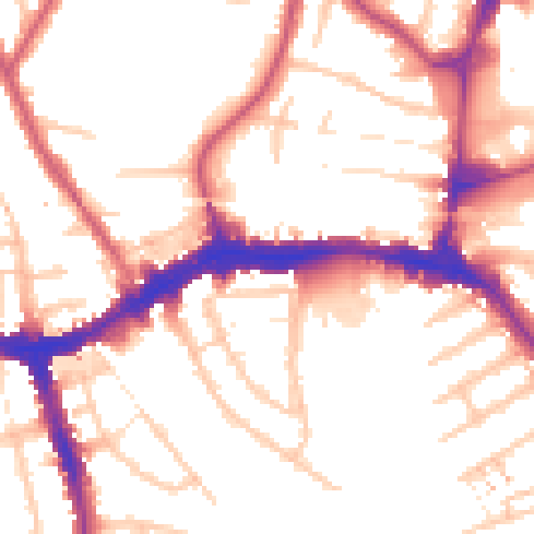 Daytime road noise heatmap for HA9 7DT