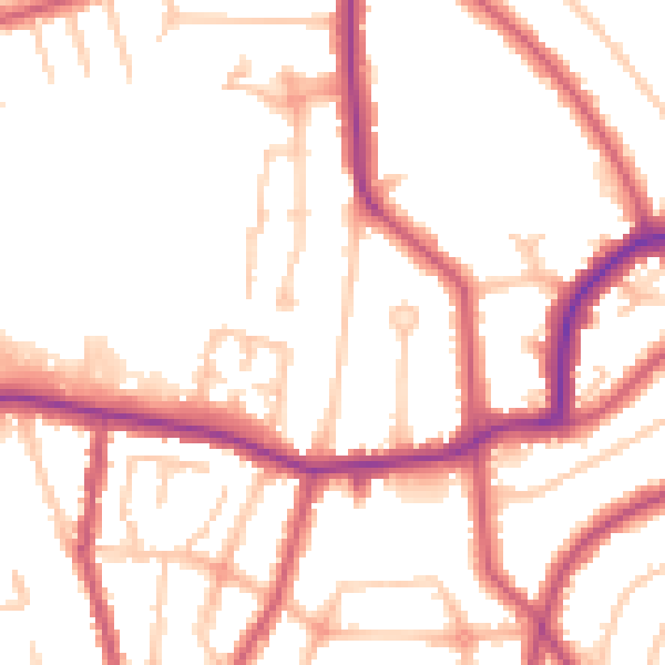Daytime road noise heatmap for HA9 7NU