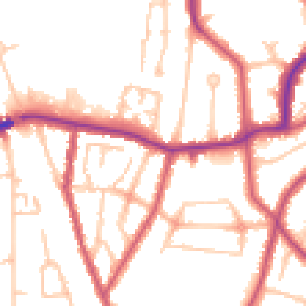Daytime road noise heatmap for HA9 7NY