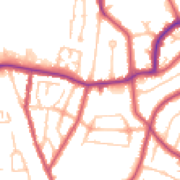 Daytime road noise heatmap for HA9 7QJ
