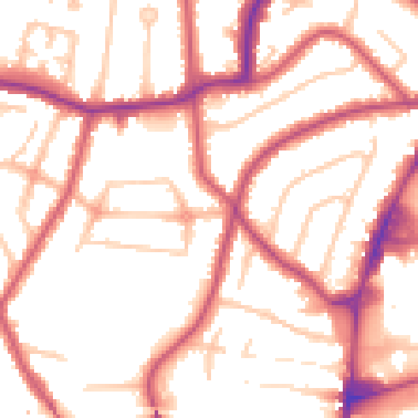 Daytime road noise heatmap for HA9 7QY