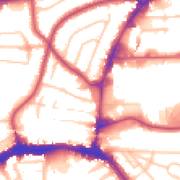 Daytime road noise heatmap for HA9 8BU