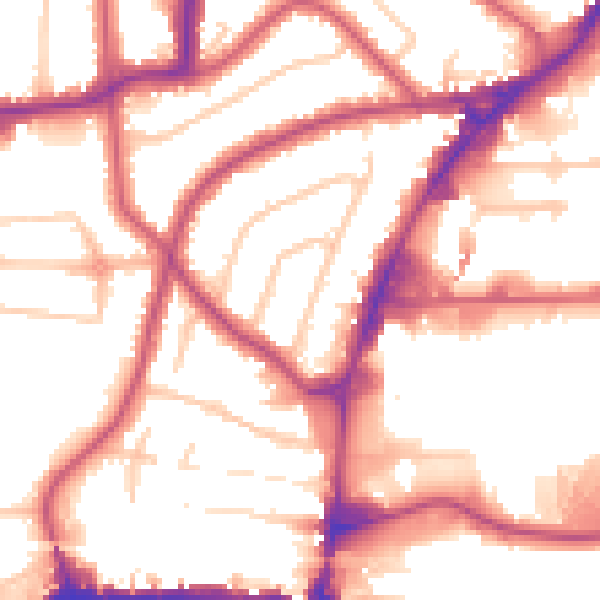 Daytime road noise heatmap for HA9 8ED