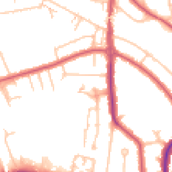 Daytime road noise heatmap for HA9 8FB
