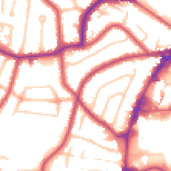 Daytime road noise heatmap for HA9 8HA