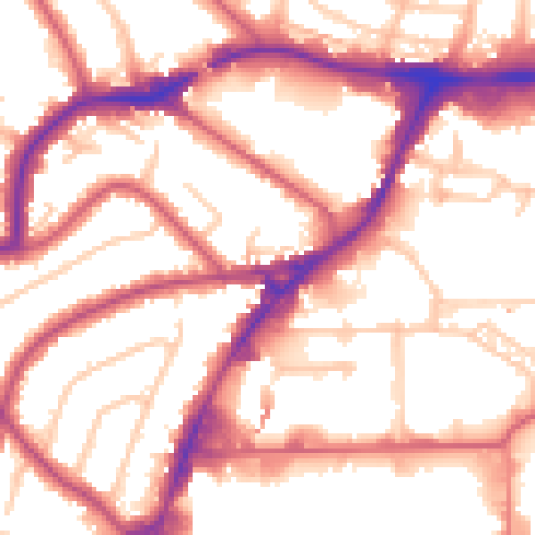 Daytime road noise heatmap for HA9 8HG