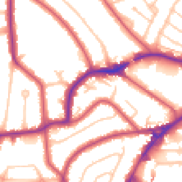 Daytime road noise heatmap for HA9 8LP