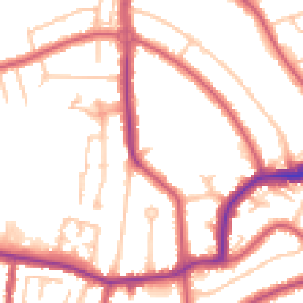 Daytime road noise heatmap for HA9 8NP