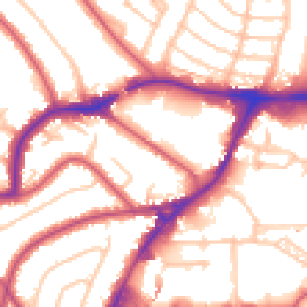 Daytime road noise heatmap for HA9 8PH