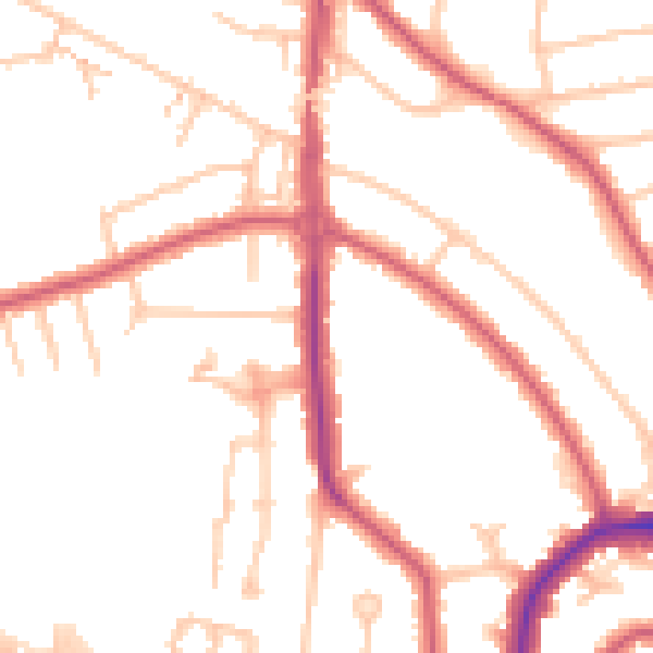 Daytime road noise heatmap for HA9 8PJ
