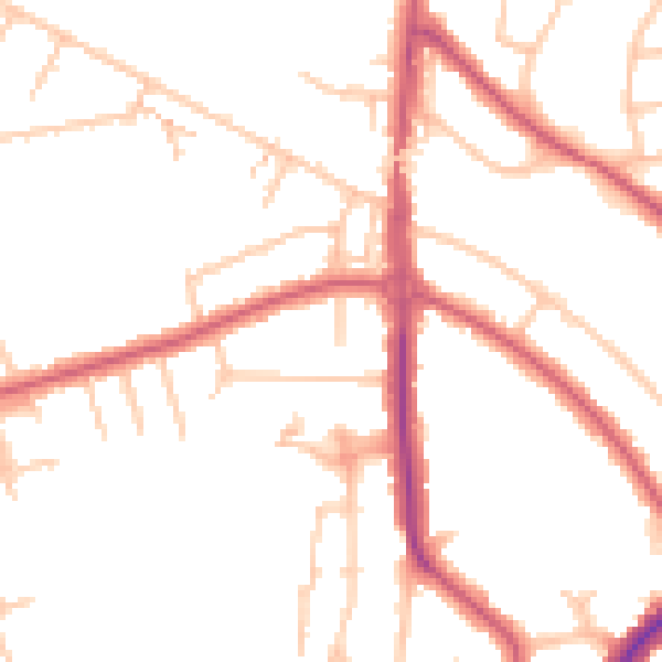 Daytime road noise heatmap for HA9 8PW